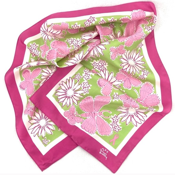 Lilly Pulitzer Accessories - Lilly Pulitzer 100% Silk Long Scarf Breast Cancer